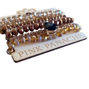 Pink Panache Beaded Bracelet Stack Women OS Bronze Amber NEW 1B318GBLBZ